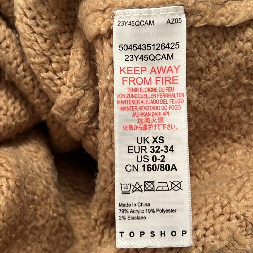 Topshop Supersoft Deep Hem Crewneck Sweater Camel XS - Picture 12 of 13